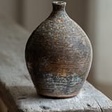 Wood fired collection: glossy shino metallic vase