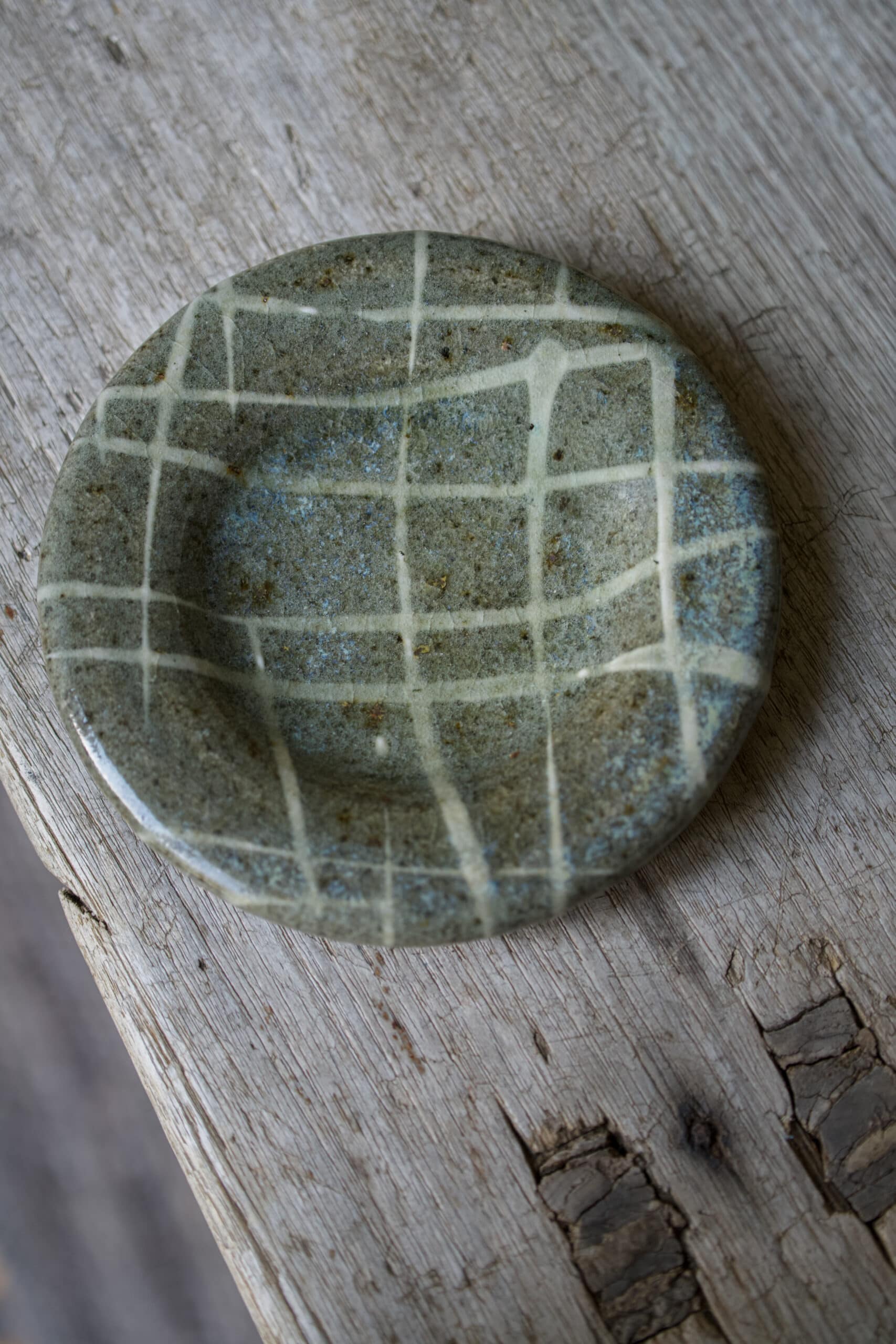 Wood fired collection: small dish with square pattern