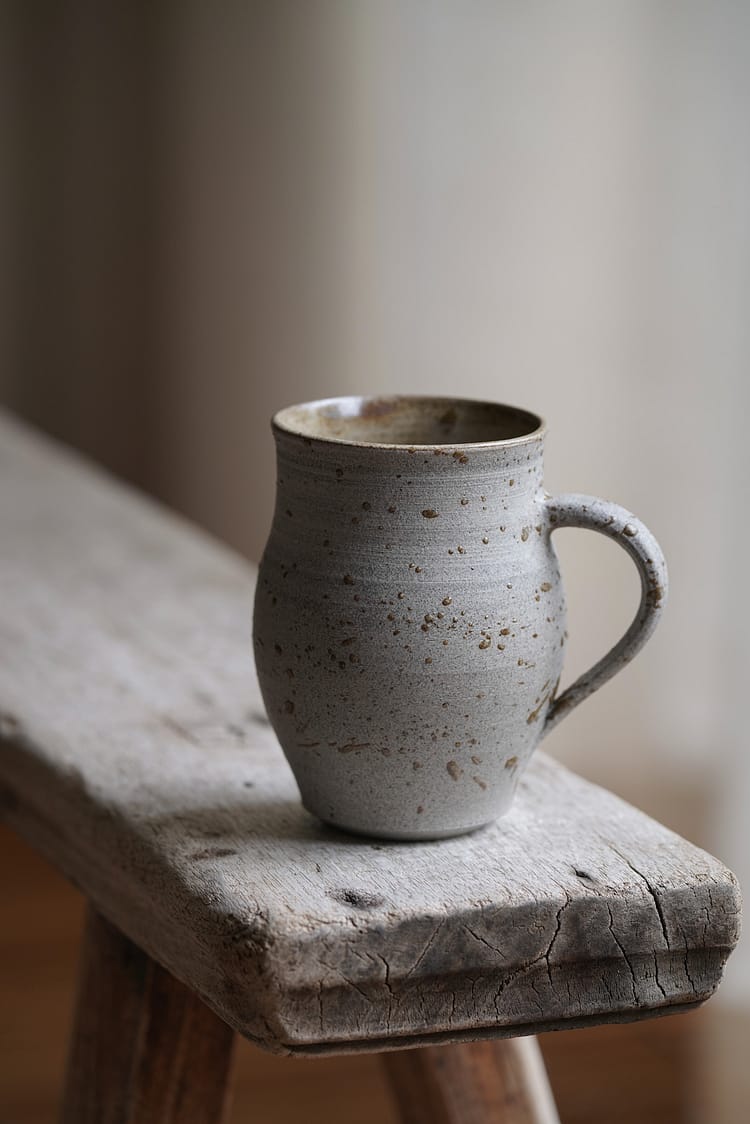 Mug with river clay decorations (#I)