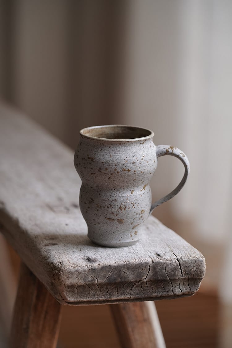Mug with river clay decorations (#V)