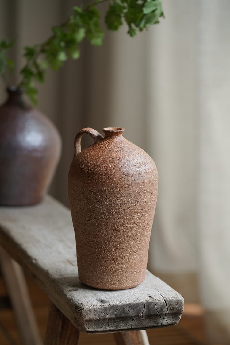 Woodfired collection: raw red clay woodfired vase