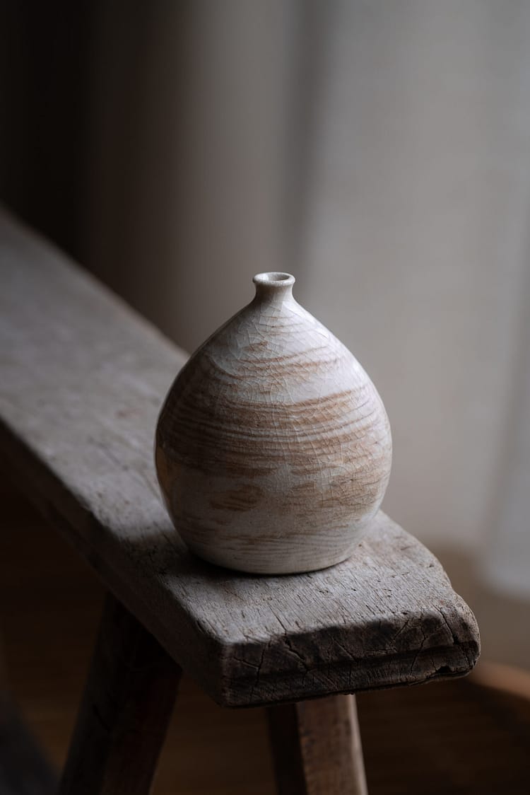 Woodfired collection: bulbous vase with shino glaze