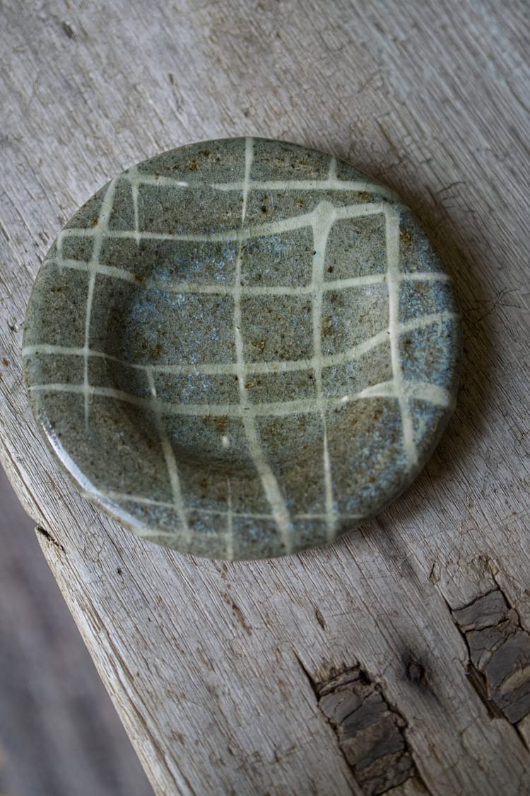 Wood fired collection: small dish with square pattern