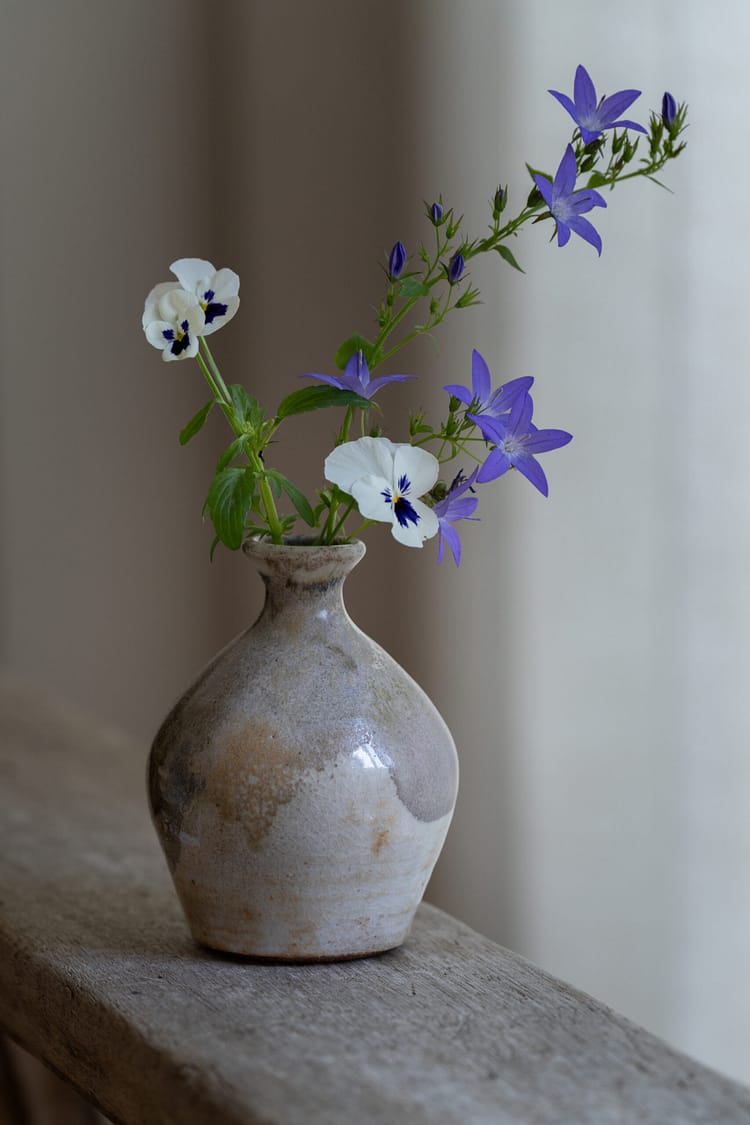 Wood fired collection: shino and celadon glazed vase